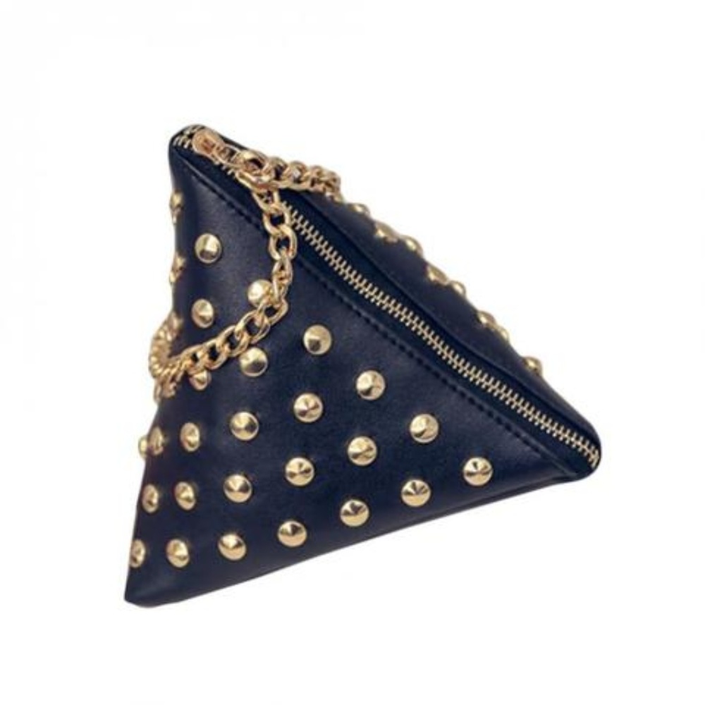 Triangle Zip Studded Purse/Wristlet